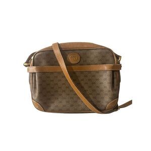 Gucci Women's Brown Tan Micro GG Monogram Leather Trim Shoulder Crossbody Bag